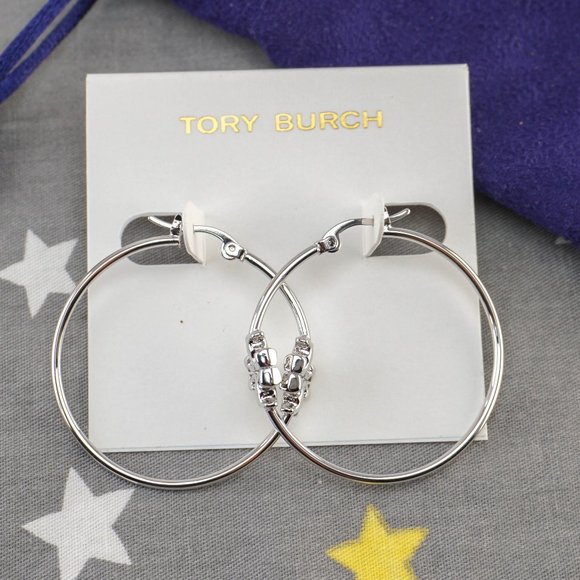 Tory Burch Eleanor Hoop Silver Statement Earrings (Brand New with Dust Bag) - Picture 6 of 13